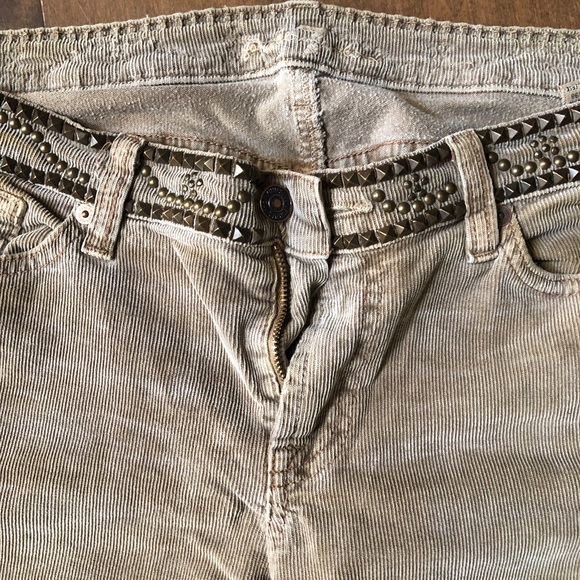 7 For All Mankind Tan Flynt Studded Corduroy Jean - Picture 2 of 4